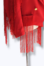 Lade das Bild in den Galerie-Viewer, EMBROIDERED FRINGE BLAZER // RED