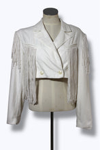 Lade das Bild in den Galerie-Viewer, EMBROIDERED FRINGE BLAZER // WHITE