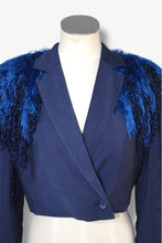 Lade das Bild in den Galerie-Viewer, CROPPED FRINGE BLAZER // NIGHT BLUE