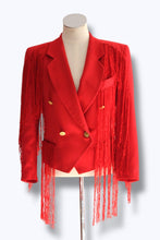 Lade das Bild in den Galerie-Viewer, EMBROIDERED FRINGE BLAZER // RED