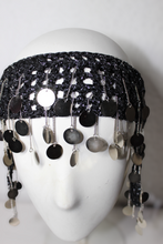 Lade das Bild in den Galerie-Viewer, CROCHET HEADPIECE - black/silver metal beads