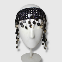 Lade das Bild in den Galerie-Viewer, CROCHET HEADPIECE - black/silver metal beads