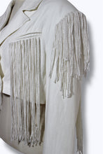 Lade das Bild in den Galerie-Viewer, EMBROIDERED FRINGE BLAZER // WHITE
