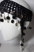 Lade das Bild in den Galerie-Viewer, CROCHET HEADPIECE  - black/silver metal beads
