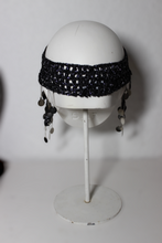 Lade das Bild in den Galerie-Viewer, CROCHET HEADPIECE  - black/silver metal beads
