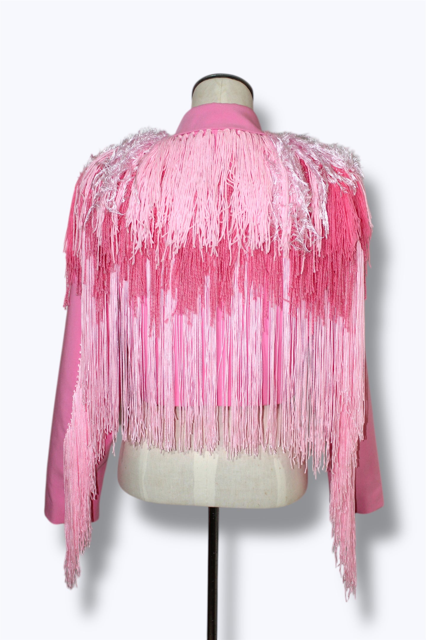 CROPPED FRINGE BLAZER // PINK