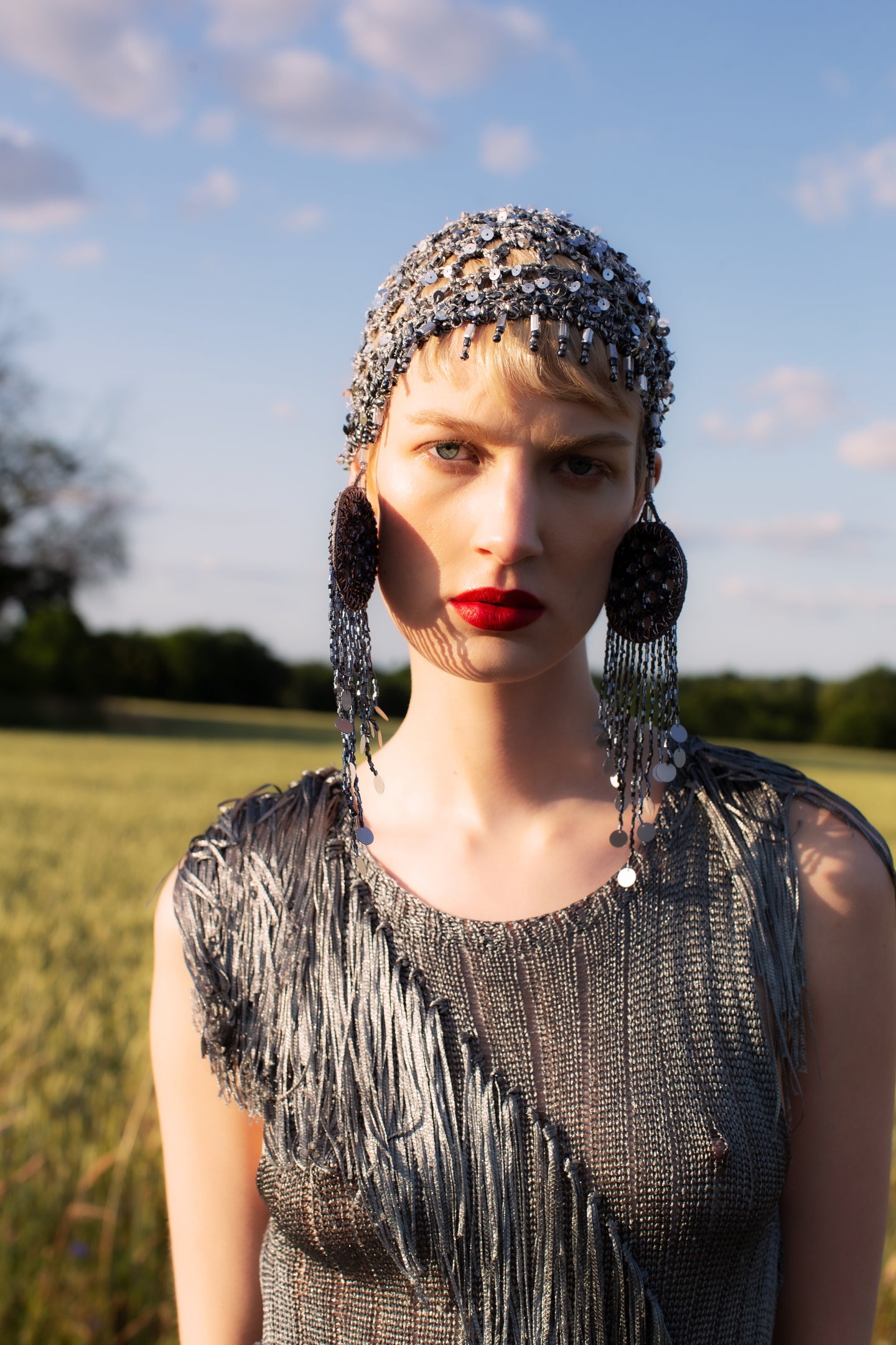 CROCHET HEADPIECE // silver