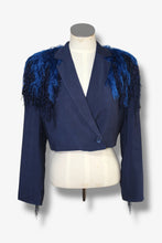 Lade das Bild in den Galerie-Viewer, CROPPED FRINGE BLAZER // NIGHT BLUE
