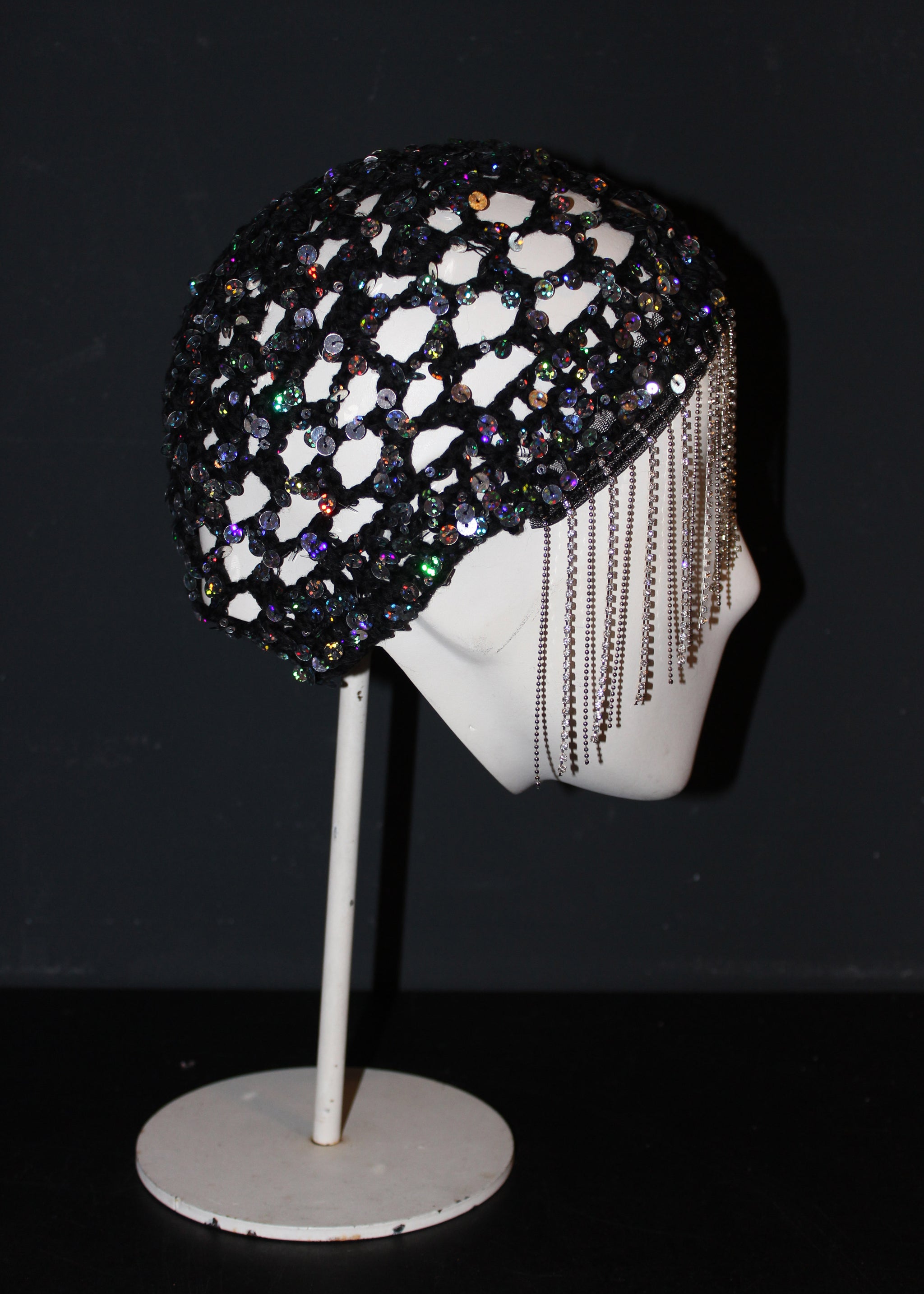 t*r様 Studded Crochet Headgear XG cocona DISCO SEQUIN - CROCHET HEADPIECE // black-iris – Lena Voutta